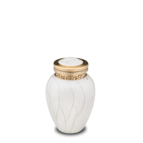 K290 Blessing™ Keepsake Urn Pearl White & Bru Gold