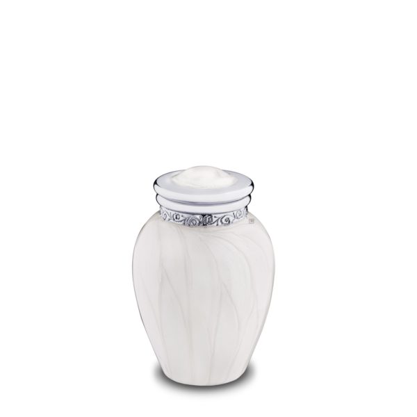 K297 Blessing™ Keepsake Urn Pearl White & Pol Silver