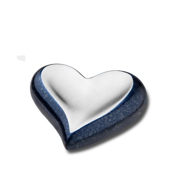 K614 Heart Keepsake Urn Speckled Indigo & Bru Pewter