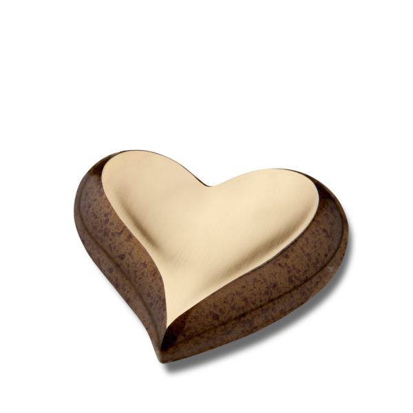 K615 Heart Keepsake Urn Speckled Auburn & Bru Gold