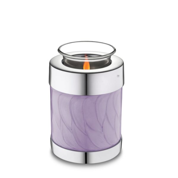 T670 Tealight Urn Pearl Lavender & Pol Silver