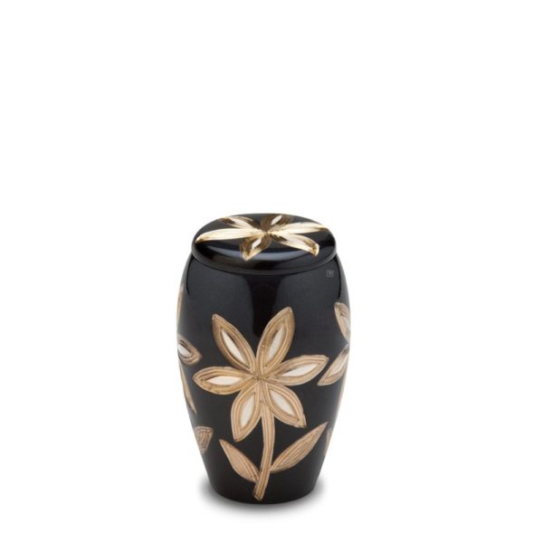 K503 Majestic™ Lillies Keepsake Urn Midnight & Bru Pewter